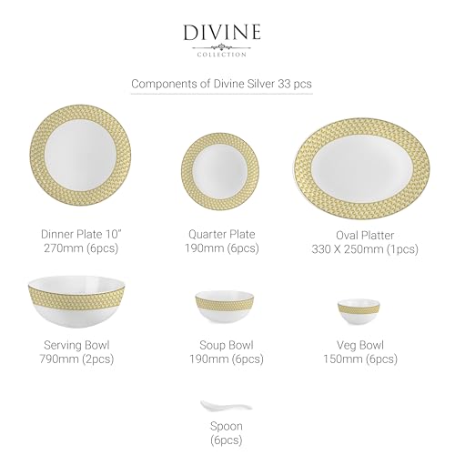 Cello Opalware Divine Goldenpyramid Dinner