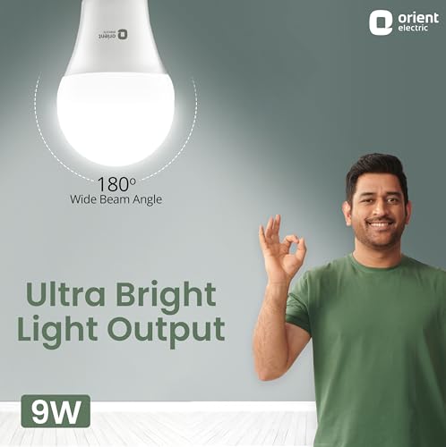 Orient Electric 9W High Glow LED bulb| 180-degree wide beam angle| Voltage surge protection up to 4 kV| 6500K, Cool White| B22d base| Made in India| Pack of 4 - Image 4