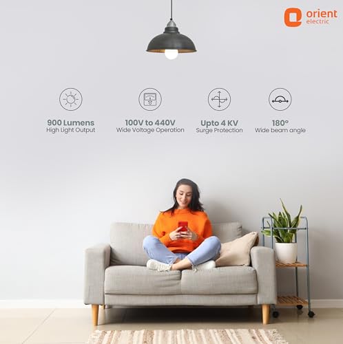 Orient Electric 9W High Glow LED bulb| 180-degree wide beam angle| Voltage surge protection up to 4 kV| 6500K, Cool White| B22d base| Made in India| Pack of 4 - Image 6