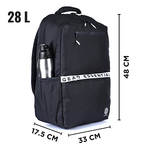Gear LOGI-Q 27L Medium Water Resistant 5 Compartment Laptop Backpack/Backpack/Office Bag with Trolley Sleeve for Men/Women (Black-White) - Image 3