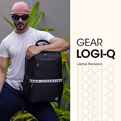 Gear LOGI-Q 27L Medium Water Resistant 5 Compartment Laptop Backpack/Backpack/Office Bag with Trolley Sleeve for Men/Women (Black-White) - Image 4