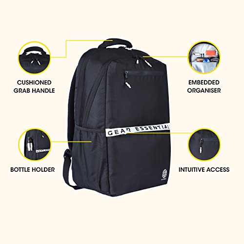 Gear LOGI-Q 27L Medium Water Resistant 5 Compartment Laptop Backpack/Backpack/Office Bag with Trolley Sleeve for Men/Women (Black-White) - Image 6