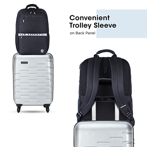 Gear LOGI-Q 27L Medium Water Resistant 5 Compartment Laptop Backpack/Backpack/Office Bag with Trolley Sleeve for Men/Women (Black-White) - Image 7