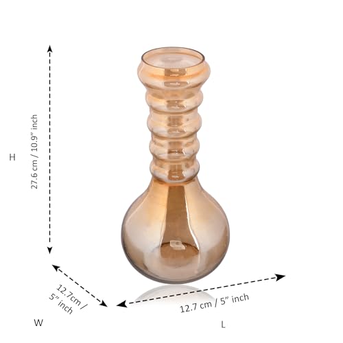 CraftVatika Decorative Crystal Glass Artificial Luster Flower Vase Pot for Home Decor Indoor Wall Shelf Corner Table Living Room (10.9 Inches Height) - Image 2