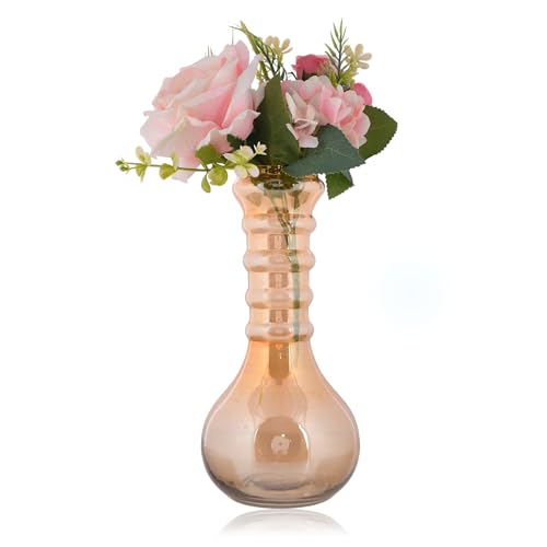 CraftVatika Decorative Crystal Glass Artificial Luster Flower Vase Pot for Home Decor Indoor Wall Shelf Corner Table Living Room (10.9 Inches Height) - Image 3