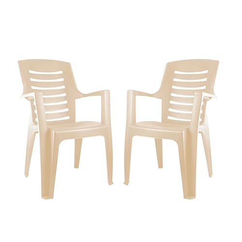 Cello Ultra Chair Set of 2, Matte Beige | Unbreakable, Durable & Strong |Blended PP Material, Easy to Clean |Plastic Chair for Living Room, Home & Office | 3 Years Warranty - Manufacturing Defects