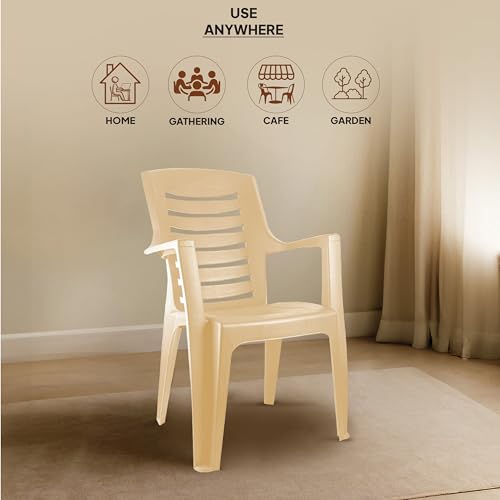 Cello Ultra Chair Set of 2, Matte Beige | Unbreakable, Durable & Strong |Blended PP Material, Easy to Clean |Plastic Chair for Living Room, Home & Office | 3 Years Warranty - Manufacturing Defects - Image 5