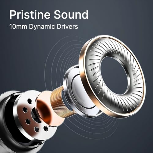 pTron Boom Play X3 In-Ear Type C Wired Headphones with Mic, 10mm Drivers for Pristine Sound, In-line Controls, 90 Degree USB-C Connector, 1.2m Tangle-Free Cable, Metal Buds & Wide Compatibility(Black) - Image 3