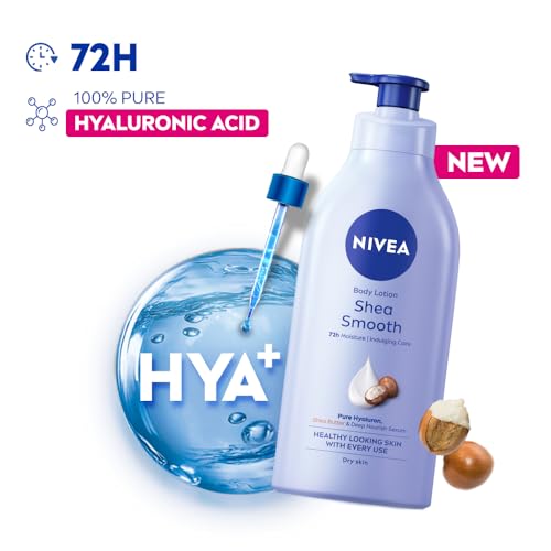 NIVEA Shea Smooth 600ml Body Lotion with Hyaluronic Acid & Deep Moisture Care | 72Hr Hydration | With Shea Butter | Non Greasy Formula for Smooth, Supple & Healthy Looking Skin | For Dry Skin - Image 3