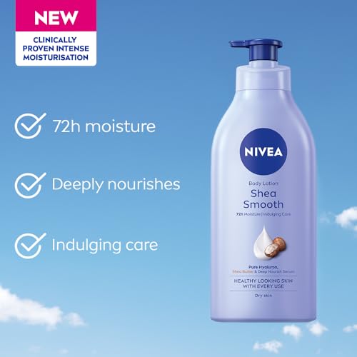 NIVEA Shea Smooth 600ml Body Lotion with Hyaluronic Acid & Deep Moisture Care | 72Hr Hydration | With Shea Butter | Non Greasy Formula for Smooth, Supple & Healthy Looking Skin | For Dry Skin - Image 4