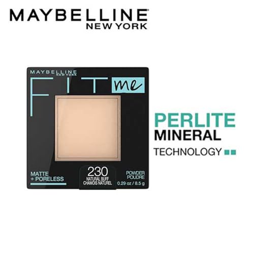 Maybelline New York Fit Me Matte Poreless Pressed Face Powder. Natural, poreless finish with long-lasting shine control, Pressed Powder that absorbs oil to mattify skin - Natural Buff 230 | 8.5gm - Image 4