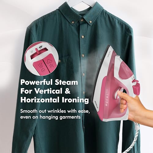 Havells TruSteam 1600 Watt Steam Iron with Self Cleaning Function|Vertical & Horizontal Ironing|220 ml Tank for Longer Ironing|High Steaming Rate upto 15 gm/min|2Yr Manufacturer Warranty(Pink) - Image 3