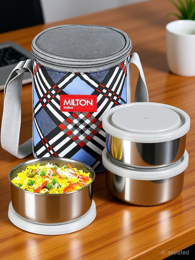 MILTON steel treat 3 blue 840 ml 3 Containers Stainless Steel Off...more