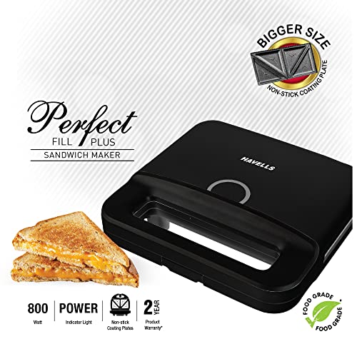 Havells Perfect Fill Plus Sandwich Maker(Black), 800 Watts - Image 5