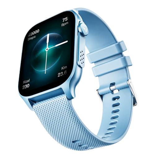 Boat Ultima Ember smartwatch with 1.96” AMOLED Display, AOD, Personalized Fitness Nudges, Functional Crown,100+ Sports Modes, Create Your Own Watchface, smartwatch for Man and Woman (Mist Blue)