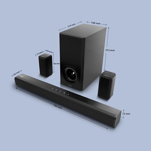 Panasonic 400W 5.1 Ch Sound Bar with 3D Surround Sound Speaker System, Dolby Digital Plus Touch Control,BT 5.3, USB,HDMI ARC,Optical,Aux with Remote Control (SC-HTS400GWK, Black) - Image 4