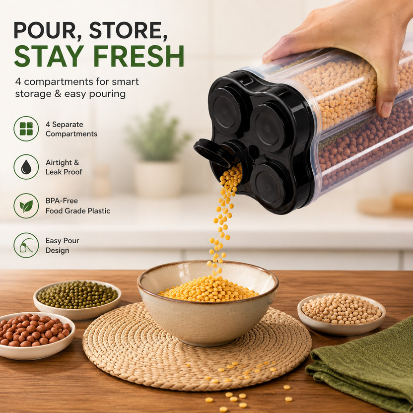 Arto Plastic Grocery Container - 2500 ml (Transparent, Black) - Image 3