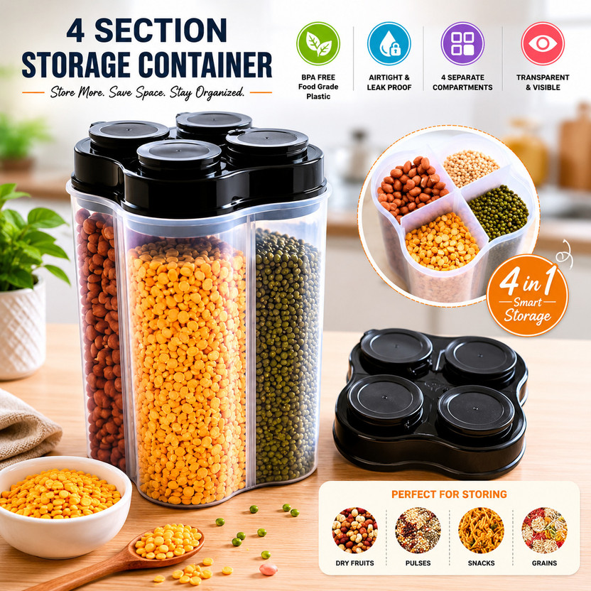 Arto Plastic Grocery Container - 2500 ml (Transparent, Black) - Image 4