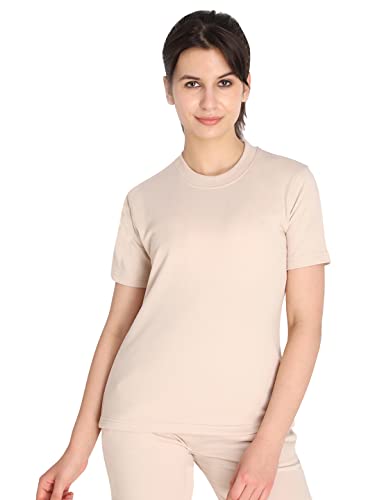 CHKOKKO Women's Terry Cotton Loose Fit Half Sleeve Casual Style T-Shirt