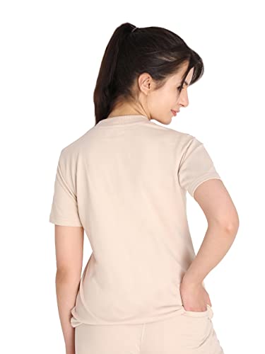 CHKOKKO Women's Terry Cotton Loose Fit Half Sleeve Casual Style T-Shirt - Image 2