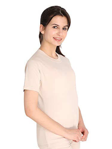 CHKOKKO Women's Terry Cotton Loose Fit Half Sleeve Casual Style T-Shirt - Image 3