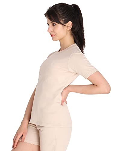 CHKOKKO Women's Terry Cotton Loose Fit Half Sleeve Casual Style T-Shirt - Image 4