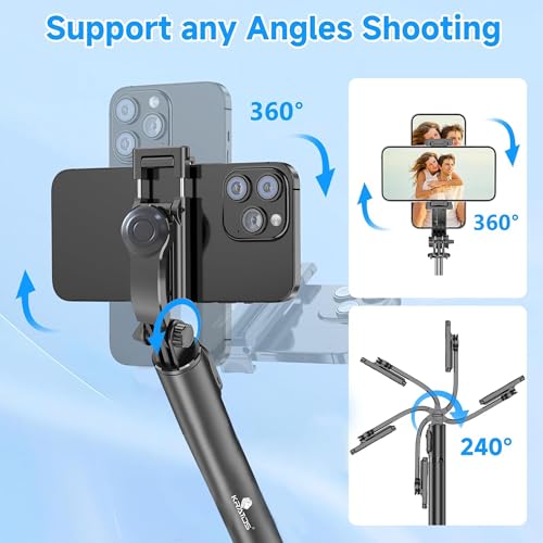 Kratos Selfie Stick with Tripod Stand,Extendable Selfie Stick for Mobile Phone with Bluetooth Remote,3-in-1 Multifunctional Design for Redmi/Xiaomi/OnePlus/Samsung/Oppo/Vivo and All Phones - Image 2