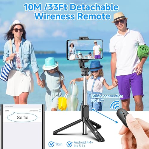 Kratos Selfie Stick with Tripod Stand,Extendable Selfie Stick for Mobile Phone with Bluetooth Remote,3-in-1 Multifunctional Design for Redmi/Xiaomi/OnePlus/Samsung/Oppo/Vivo and All Phones - Image 4