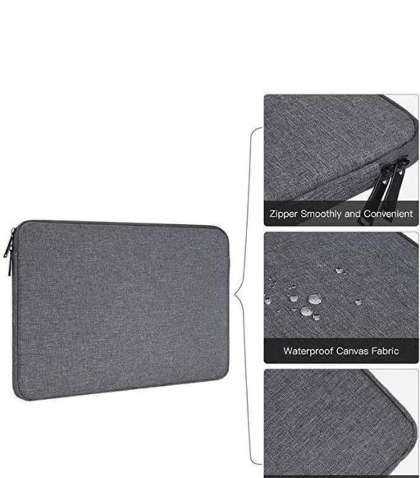 MALAKI Laptop Bag with Accessory Pouch, Grey with Green Accents - Image 2