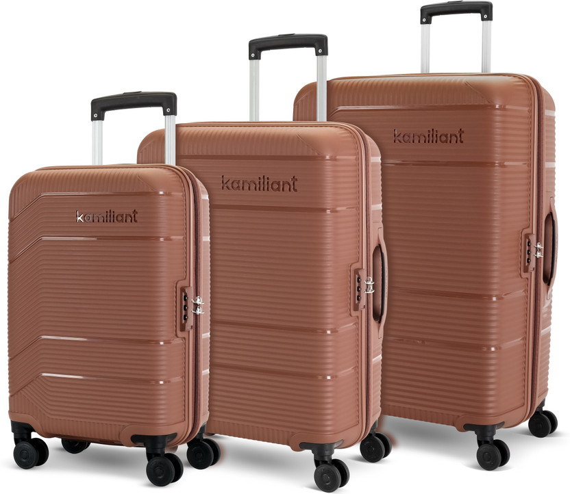 KAMILIANT Hard Body Set of 3 Luggage 8 Wheels - ARMOR - Brown