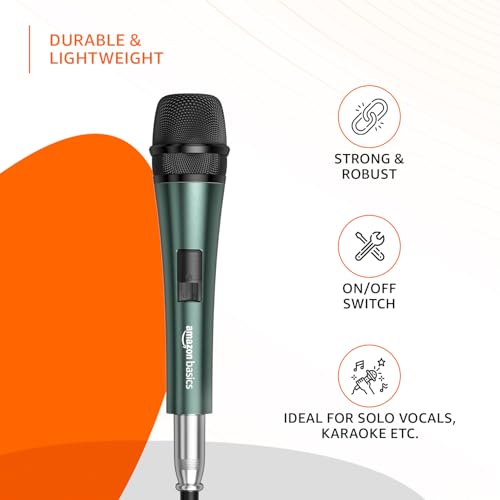 Amazon Basics Professional Microphone with On/Off Switch | Frequency Response: 40-18000 Hz | For Solo Vocals, Karaoke Singing, Speeches & Performances | Super-Cardioid Pickup Pattern - Image 3