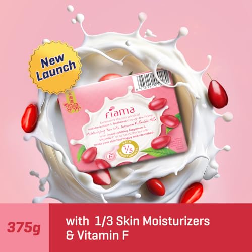 Fiama Skin Barrier Strengthening Moisturizing Soap Bar 125gx3, Goji Berry & Japanese Hokkaido Milk Celebration Pack of 3, Non-Sticky Soft Skin, 1/3rd Moisturizers, For Men & Women - Image 5