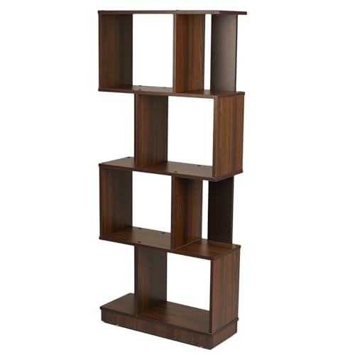 Nilkamal Checkers Neo 4 Tier Engineered Wood Open Book Shelf|1 Year Warranty |Book Cabinet, Book Storage|for Living Room, Office, Library|Walnut - Image 4