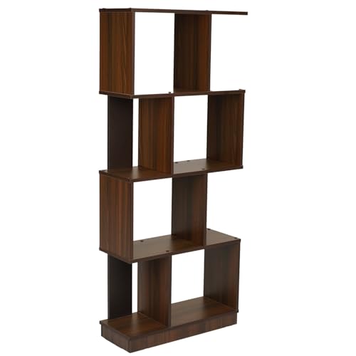 Nilkamal Checkers Neo 4 Tier Engineered Wood Open Book Shelf|1 Year Warranty |Book Cabinet, Book Storage|for Living Room, Office, Library|Walnut - Image 5