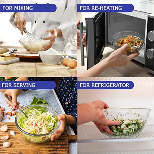 SIMPARTE Lumina Borosilicate Glass Mixing and Serving Bow 1000ml Microwave Oven Freezer Dishwasher Safe Clear Durable Stain Resistant Glassware Ideal for Kitchen Cooking Reheating Storage Serving - Image 5