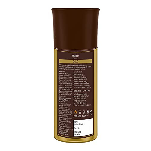 Yardley London Gentleman Gold Body Spray for Men| Fresh Rosemary & Mint Notes| Masculine Fragrance| Body Deodorant for Men| 150ml - Image 3