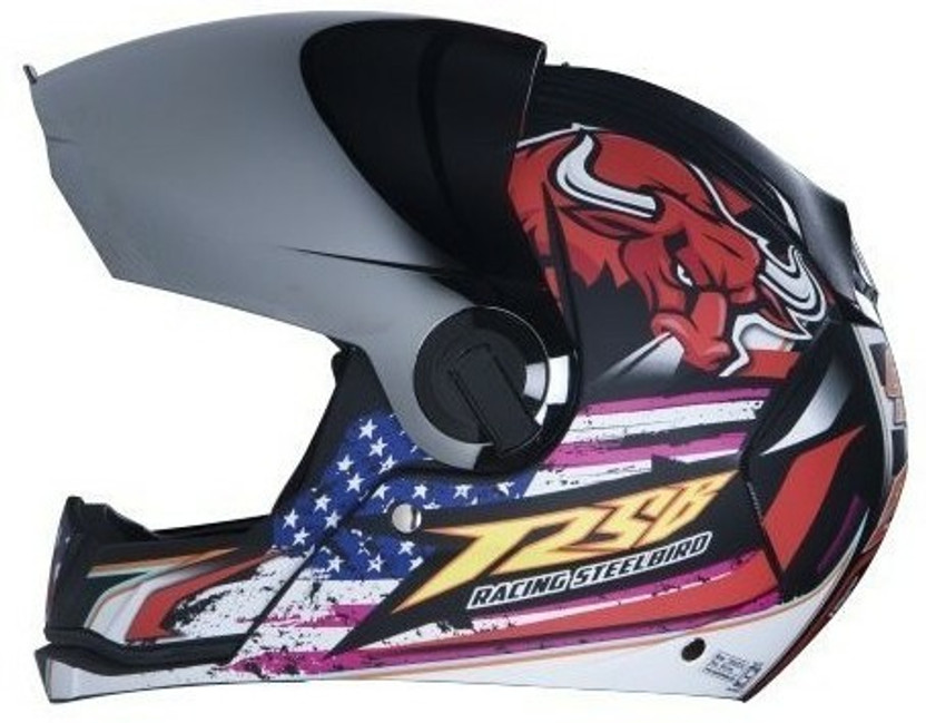 Steelbird Air RED HORN HEMET 0038 Motorsports Helmet (MULTICOLUR)