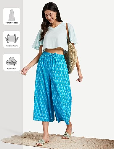 Amazon Brand - Myx Women's Palazzo Bottom (PAG231_Teal Chintz_X-Small) - Image 3