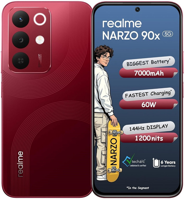 realme Narzo 90x 5G (Maroon Red, 128 GB) (8 GB RAM)
