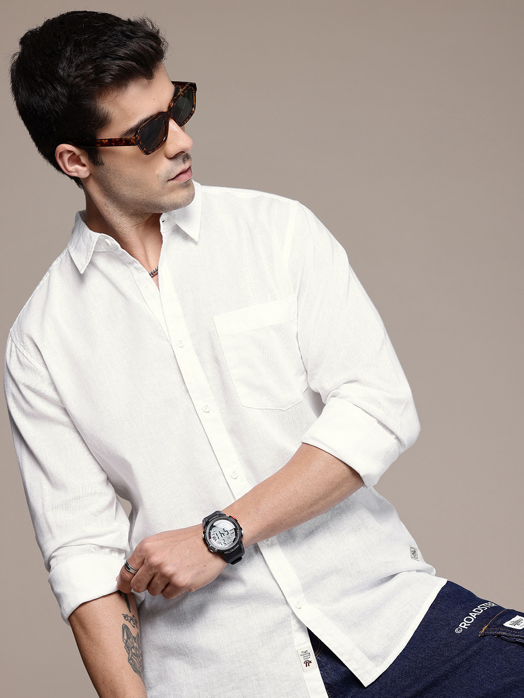 The Roadster Life Co. Regular Fit Cotton Linen Casual Shirt