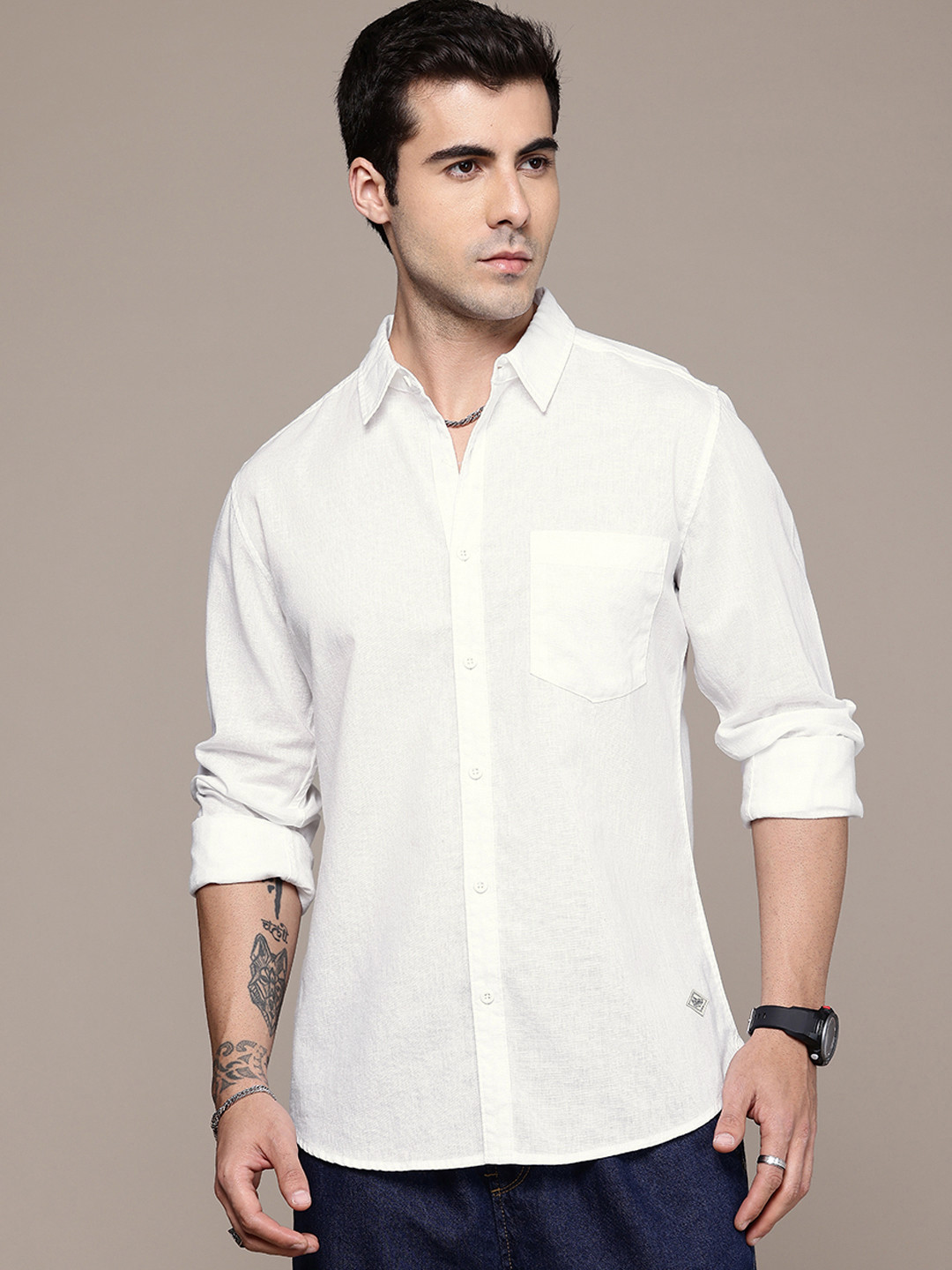 The Roadster Life Co. Regular Fit Cotton Linen Casual Shirt - Image 3