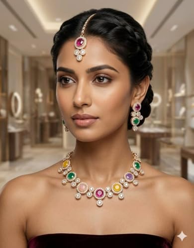 Multicolor Stone Bridal Necklace Set