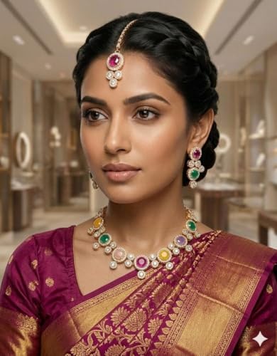 Multicolor Stone Bridal Necklace Set