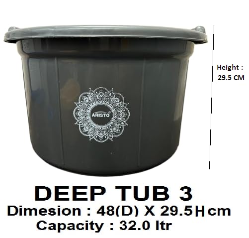 Aristo Multipurpose Plastic Tub 32 LTR Aqua Grey Combo - Image 4
