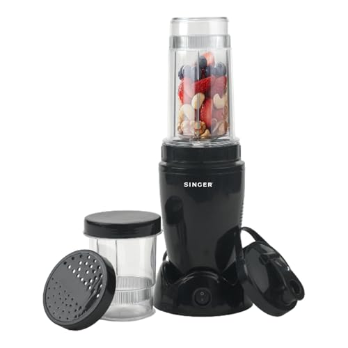 SINGER 500W Nutricool Blender | 9-in-1 Multi-Function Mixer Grinder | Single Speed | 500 ml & 300 ml Jars | Stainless Steel Blades | Low Noise | ISI Certified | 2 Years Warranty