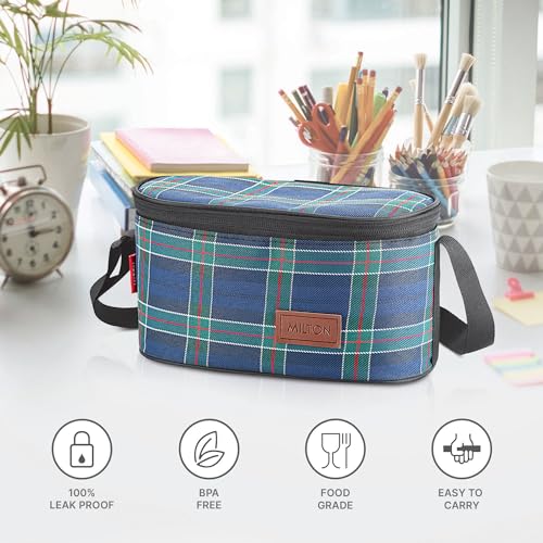 MILTON Decker Lunch Box with Insulated Fabric Jacket, 2 Inner Stainless Steel Containers 450 ml Each & 1 Oval Stainless Steel 450 ml, Microwave Safe, Leak-Proof Tiffin for Office, Easy to Carry, Blue - Image 5