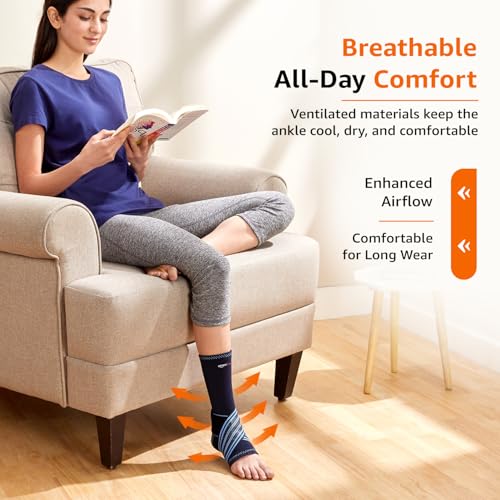 Amazon Basics Premium Ankle Support | Adjustable Compression for Daily Comfort | Breathable Fabric | Padded Design for Stability | Unisex | Large - Image 4