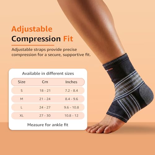 Amazon Basics Premium Ankle Support | Adjustable Compression for Daily Comfort | Breathable Fabric | Padded Design for Stability | Unisex | Large - Image 6