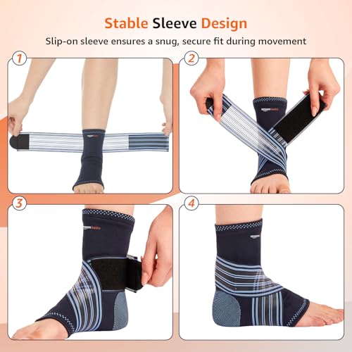Amazon Basics Premium Ankle Support | Adjustable Compression for Daily Comfort | Breathable Fabric | Padded Design for Stability | Unisex | Large - Image 7