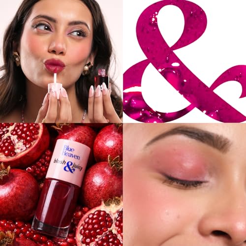 Blue Heaven Blush & Juicy Lip & Cheek Tint Infused with Pomegranate & Strawberry Extract | Multipurpose 3 in 1 Lip Tint | Long Lasting, Water Proof & Hydrating Liquid Blush, Watermelon Juice, 9ml - Image 3